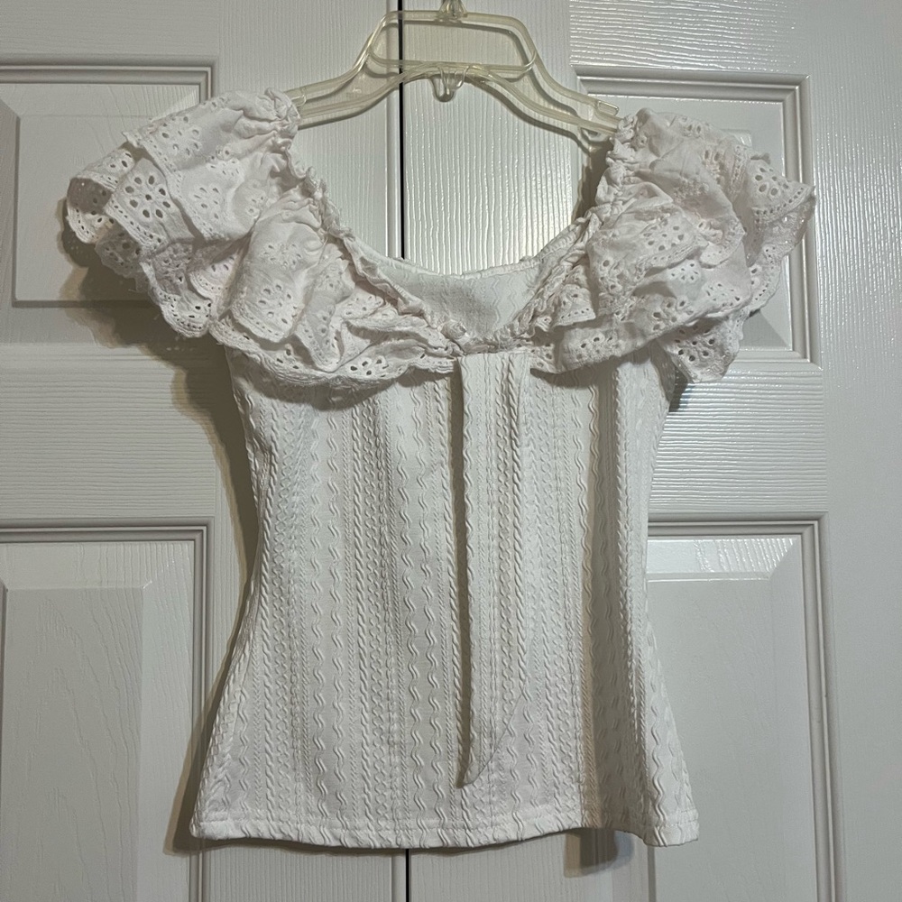 White Ruffle Blouse - Picture 2 of 3